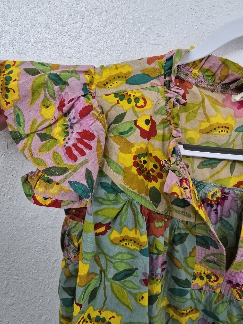 Ivy Jane Floral Ruffle Sleeve Neckline Top Vibrant Spring Summer Floral Sz Small - Picture 3 of 6